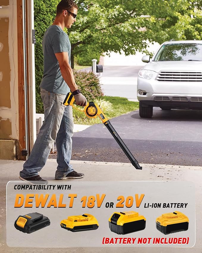 Mini Cordless Leaf Blower Up to 200MPH for Dewalt 20V Max Battery (No Battery) Electric Leaf Blower Cordless 3 Speeds Mode Battery Powered Leaf Blowers for Workbench, Patio, Porch