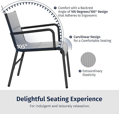 EAST OAK Outdoor Conversation Waterproof Patio Furniture Set, 4-Pieces, Grey
