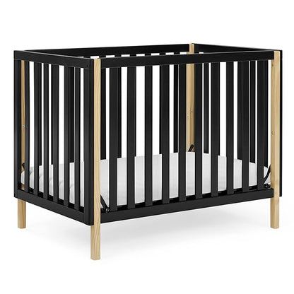 Delta Children Gio Mini Crib with 2.75" Mattress Included, Ebony/Natural