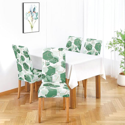 Gibelle Dining Room Chair Covers Set of 4, Soft Stretch Kitchen Chair Covers Slipcover Protector, Removable Washable Geometric Parson Chair Covers 4 Pack, Dark Cyan
