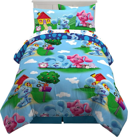 Franco Kids Bedding Super Soft Comforter and Sheet Set with Sham, 5 Piece Twin Size, Blues Clues