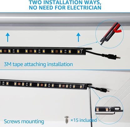 TORCHSTAR LED Safe Lighting Kit, (6) 12 Inch Linkable Light Bars + Rocker Switch + UL Power Adapter, 900LM, Input 100-240V, for Under Cabinet Gun Safe Locker Closet Showcase, 3000K Warm White
