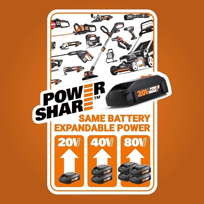 Worx Nitro WG543 20V LEAFJET Leaf Blower Cordless with Battery and Charger, Blowers for Lawn Care Only 3.8 Lbs., Cordless Leaf Blower Brushless Motor – Battery & Charger Included