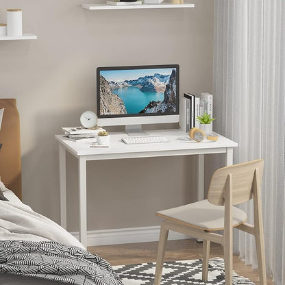 SogesGame Small Computer Desk, 39.4 inches Small Office Desk Computer Table Study Writing Desk Workstation for Home Office,White