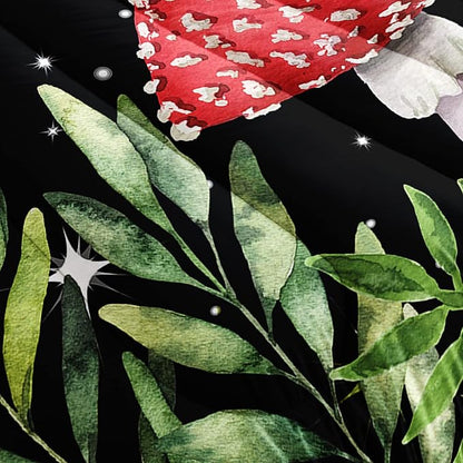 Galaxy Mushroom Comforter Set Full Size Kids Mushroom Bedding Set Leaves Quilt Bed Set for Boys Girls Adults with 1 Comforter and 2 Pillowcases