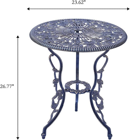Mandolin Patio Table and Chairs,5 Piece Outdoor Dining Set,Rust-Resistant Cast Aluminum Bistro Set with Cushion.Rose Design (Copper)