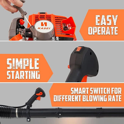 Leaf Blower by KASEI, 43CC 2-Stroke Backpack Gas Powered Leaf Blower, 200MPH Wind Speed & 530CFM Air Volume, EPA Certified Blowers for Lawn Care