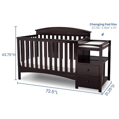 Delta Children Abby Convertible Crib 'N' Changer, Dark Chocolate + Serta Perfect Slumber Dual Sided Recycled Fiber Core Crib and Toddler Mattress (Bundle)