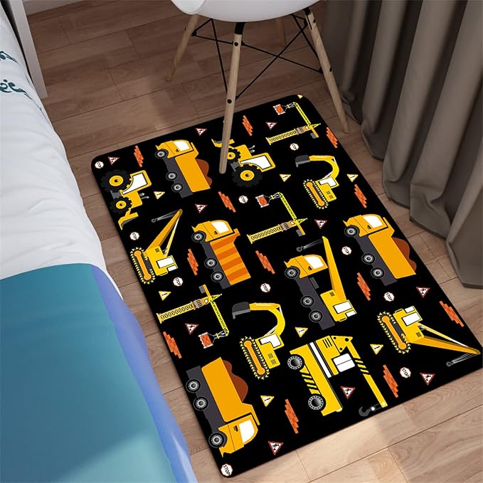 Car Track Rug Construction Play Mat Car Rug for Boys Room Kids Rugs for Playroom Construction Mat for Kids Car Rug for Boys Room Construction Decor for Boys Room,Black 2'×3'