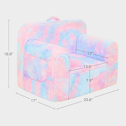 Toddler First Chair, Baby Chairs Comfy Toddler for Boys and Girls for Ages 18 Months and Up, Fits Any Decor (Dark Tie-Dye)
