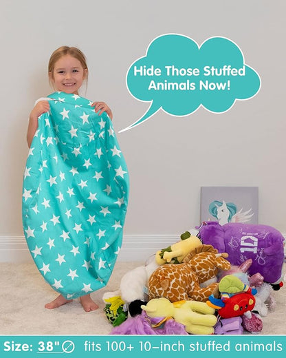 Aubliss Stuffed Animal Bean Bag Storage Chair (Aqua Star, Large (38''))