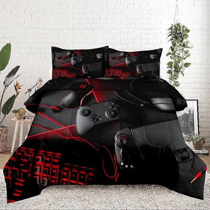 Gaming Comforter for Boys Teens,Game Bedding Sets Twin,Kids Gamer Comforter Set,Video Game Bedroom Decor,Gamepad Controller Duvet Insert All Season 3 Piece 1 Comforter and 2 Pillowcases