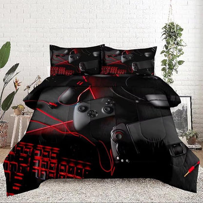 Gaming Comforter for Boys Teens,Game Bedding Sets Full,Kids Gamer Comforter Set,Video Game Bedroom Decor,Gamepad Controller Duvet Insert All Season 3 Piece 1 Comforter and 2 Pillowcases