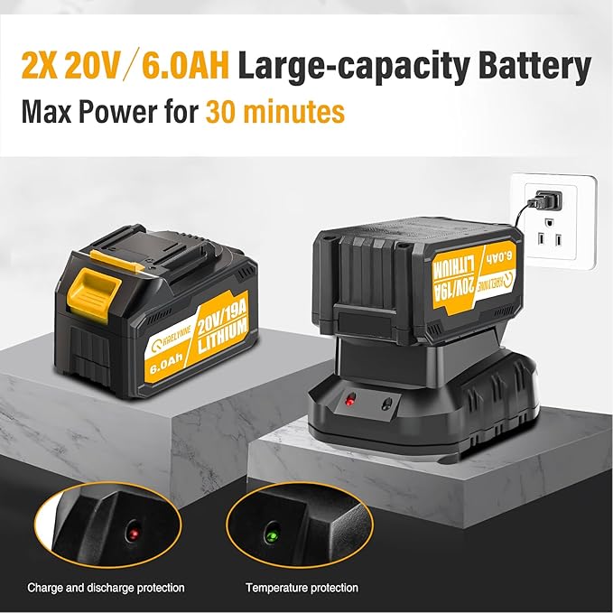 Leaf Blower Cordless Blowers for Lawn Care and 20V Electric Leaf Blower with 2 * 6.0Ah Battery Powered, Fast charger 540CFM/170MPH & 6 Speed Mode Adjustment