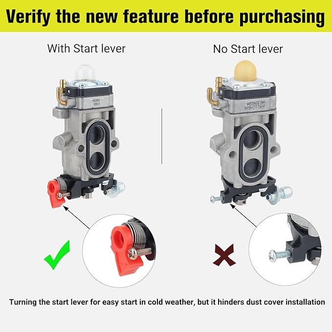 150BT 350BT Carburetor for RedMax EBZ8500 EBZ8000 EBZ8050 Husqvarna 580BTS 580BFS 350BF 180BT 180BF 150BF WYA-44 505183101 521631601 Backpack Blower Leaf Blower Carb with Start Lever