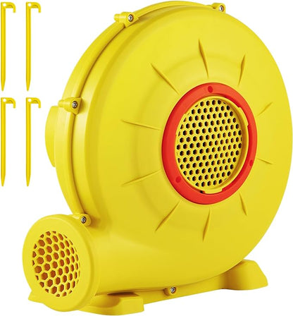 VEVOR Air Blower, 450W 0.6HP Inflatable Blower, Portable and Powerful Bounce House Blower, 1750Pa Commercial Air Blower Pump Fan, Used for Inflatable Bouncy Castle and Jump Slides, Yellow