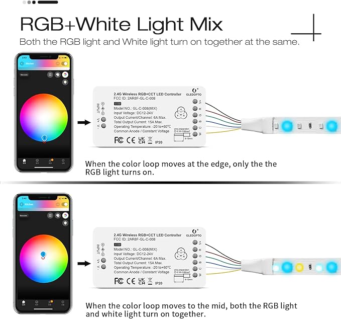 ZigBee 3.0 LED Strip Controller RGB+CCT Mix Dimmable Compatible with SmartThings Amazon Echo Plus App/Voice Control for RGB Warm White Cold White LED Strip Light (Require ZigBee Hub)