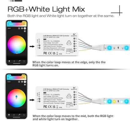 ZigBee 3.0 LED Strip Controller RGB+CCT Mix Dimmable Compatible with SmartThings Amazon Echo Plus App/Voice Control for RGB Warm White Cold White LED Strip Light (Require ZigBee Hub)