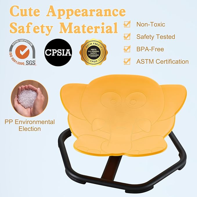 Spinning Chair for Autistic Kids Sit and Spin Chair for Kids Swivel Sensory Chair Elephant Spinning Seat Autism Sensory Chair Items for Sensory Room Training Balance Body Coordination