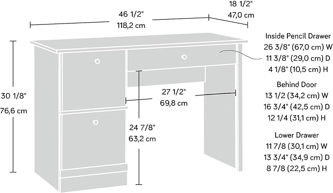 Sauder Computer Desk, Cinnamon Cherry Finish