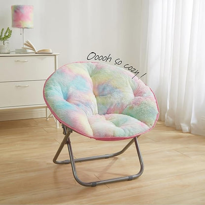 Heritage Kids Sorbet Dreams Rainbow Fur Saucer Chair, 23" Kids, Multi