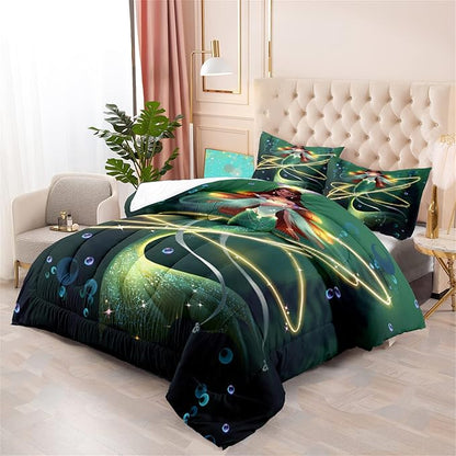 Mermaid Comforter Set for Girls Queen Size Deep Sea Magic Mermaid Bedding Sets for Girls Ultra Soft Mermaid Bedroom Decor with 1 Mermaid Quilt and 2 Pillowcases for Girls Bedroom Set All Season