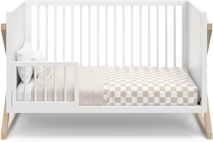 Storkcraft Equinox 3-in-1 Convertible Crib (Driftwood) - Easily Converts to Toddler Bed & Daybed, 3-Position Adjustable Mattress Support Base, Modern Two-Tone Design for Contemporary Nursery