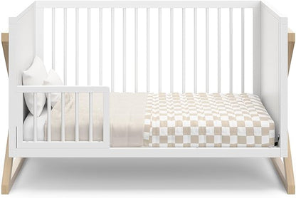 Storkcraft Equinox 3-in-1 Convertible Crib (Driftwood) - Easily Converts to Toddler Bed & Daybed, 3-Position Adjustable Mattress Support Base, Modern Two-Tone Design for Contemporary Nursery