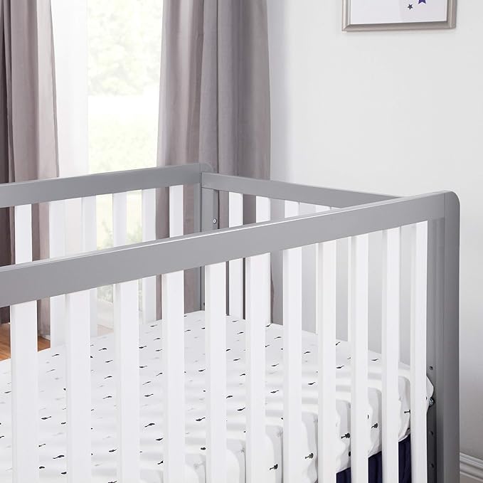 Carter's by DaVinci Colby 4-in-1 Low-Profile Convertible Crib in Grey and White, Greenguard Gold Certified