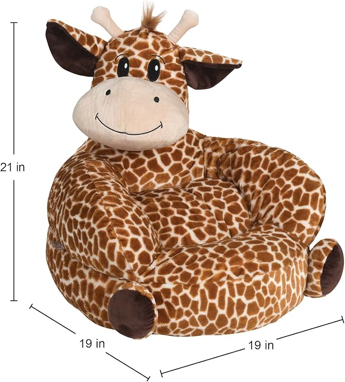 Trend Lab Giraffe Toddler Chair Plush Character Kids Chair Comfy Furniture Pillow Chair for Boys and Girls, 21 x 19 x 19 inches