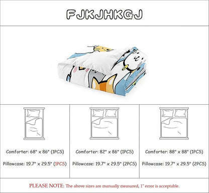 Kids Cat Comforter Set - Cat Comforter - Queen Size Comforter Set for Kids Kawaii Cat Bedding Set Cartoon Cats Print Bedding Sets for Girls Kids Cute Cat Quilt Sets with 2 Pillowcases