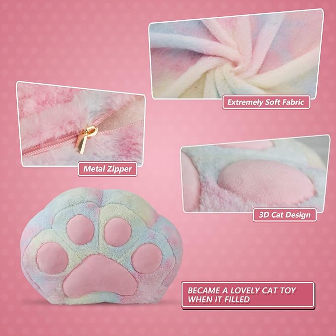 Stuffed Animal Storage Bean Bag Chair Cover for Kids Tie Dye Cat's Paw Bean Bag Cushion for Girls Medium Size Toy Organizer Cover Only Without Filling