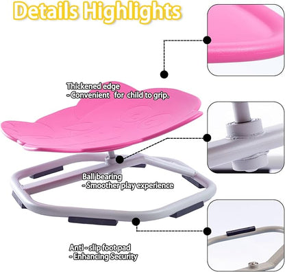 Autism Kids Swivel Chair, Spinning Chair for Kids Sensory, Kids Swivel Chair Sensory, Sensory Toy Chair, Carousel Spin Sensory Chair, Training Body Coordination (Rose)