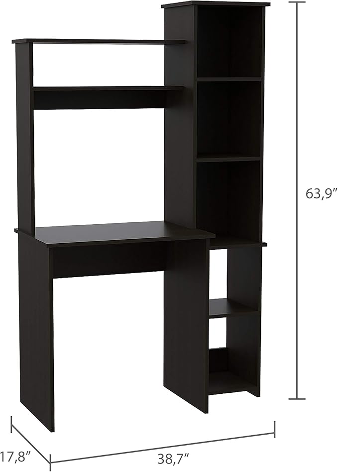NicBex Laik-DW-00075-DX Desks, 38.7" W x 17.8" D x 63.9" H, Black