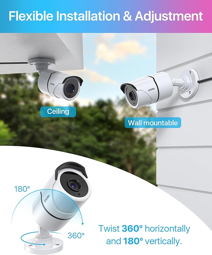 ZOSI 4PACK 1920TVL 1080P HD TVI Security Cameras 120ft Night Vision CCTV Cameras Home Security Day/Night Waterproof Camera for 720P,1080P,5MP,4K HD-TVI Analog DVR Systems