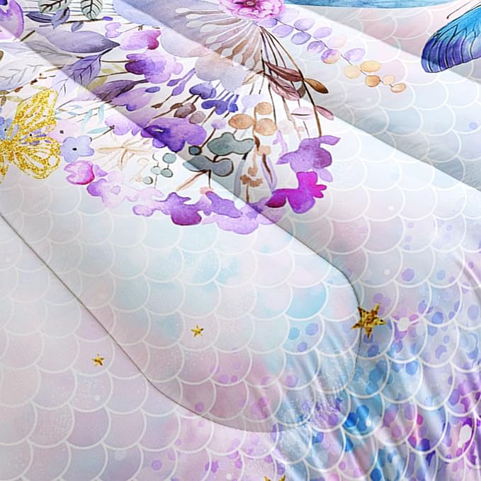 Datura home Butterfly Comforter Set Scales Butterfly Printed Quilt Bedding Set with 1 Comforter and 2 Pillowcases for Boys and Girls Bedroom All Season(Butterfly Scales Twin)