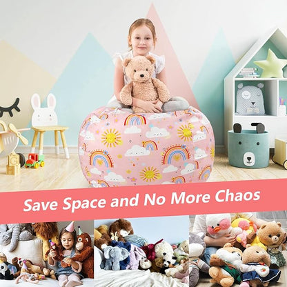 Bean Bag Chair for Kids Stuffed Animal Storage Beanbag Chairs,Toddler Toy Storage Organizer for Girls and Boys,Large 32'' Cover Only（No Filling