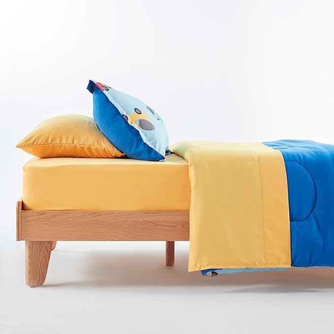 SLEEP ZONE Kids Bedding Comforter Set Full/Queen Size - Super Cute & Soft Kids Bedding 7 Pieces Set with Comforter, Sheet, Pillowcase & Sham (Construction Truck)