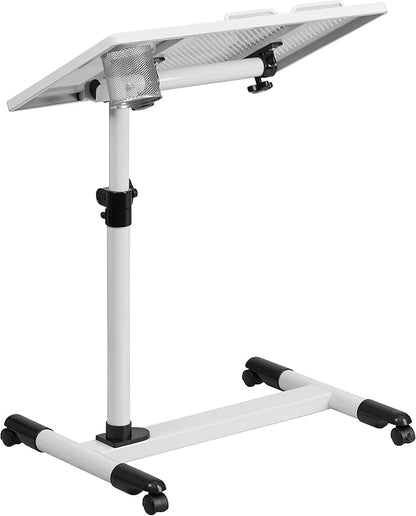 Flash Furniture Macon White Adjustable Height Steel Mobile Computer Desk