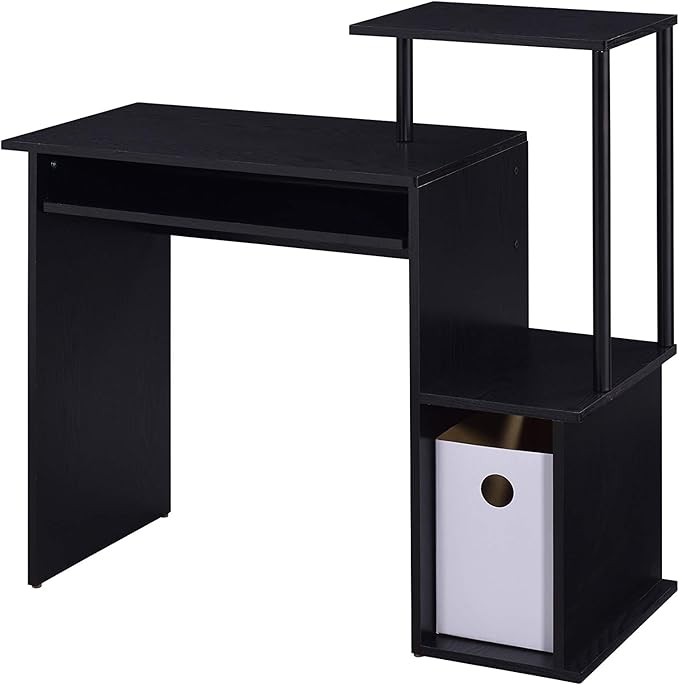 Acme Lyphre Wooden Rectangle Top Computer Desk with Keyboard Tray in Black
