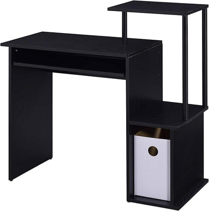 Acme Lyphre Wooden Rectangle Top Computer Desk with Keyboard Tray in Black