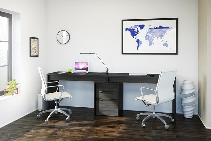Nexera 211306 Reversible Desk Panel for Home Office, Black & Ebony
