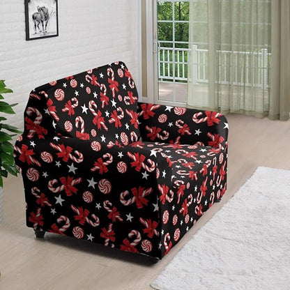 FKELYI Christmas Easy Going Stretch Sofa Slipcover Candy Cane Sofa Couch Cover Non-Slip Sofa Slipcovers Washable Furniture Protector S