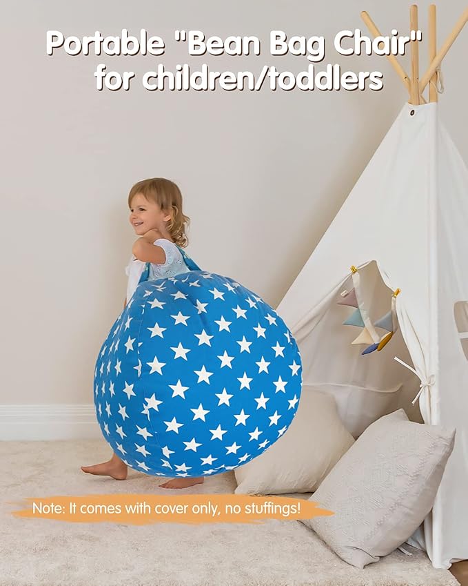 Aubliss Stuffed Animal Bean Bag Storage Chair (Blue Star, Large (38''))
