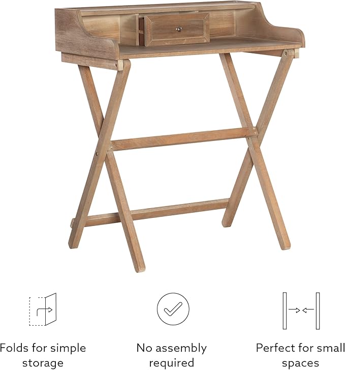 Linon Home Décor Griffin Gray Wash Folding Desk, Grey