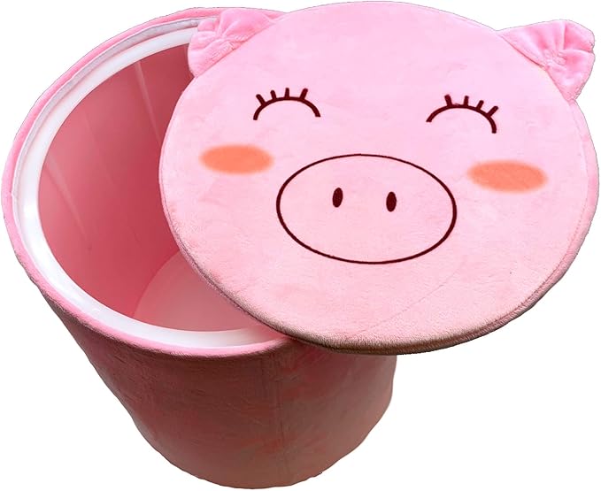 Storl Organizer Storage Stool for Toy and Cloth and Kids Stool (Pig, 12Wx13H)
