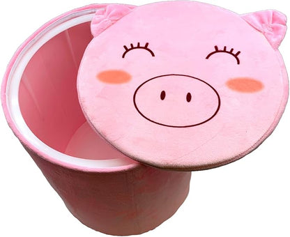 Storl Organizer Storage Stool for Toy and Cloth and Kids Stool (Pig, 12Wx13H)