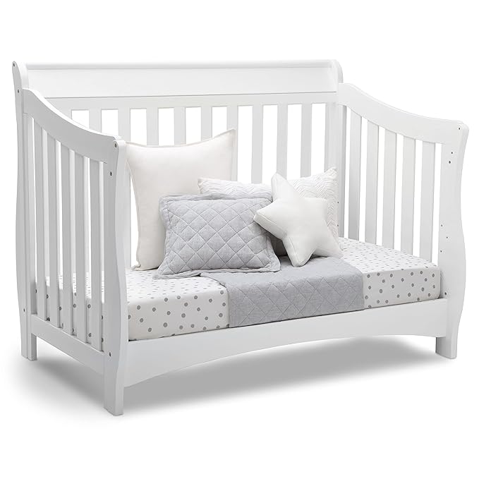 Delta Children Bentley S Series 4-in-1 Convertible Baby Crib, White