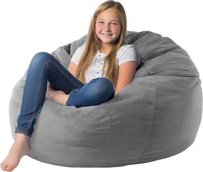 Stuffed Animal Storage Bean Bag Chair Cover (No Filler) Organizing Children's Plush Toys for Kids and Adults Keep your Memory Foam More Organized Gray