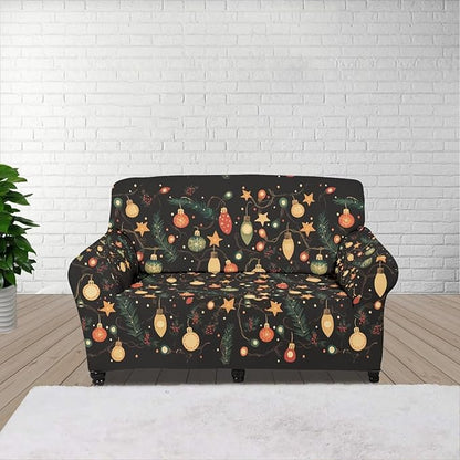 FKELYI Christmas Lights Sofa Furniture Protector with Elastic Bottom Easy Going Stretch Sofa Slipcover for Indoor Non-Slip Sofa Couch Cover M
